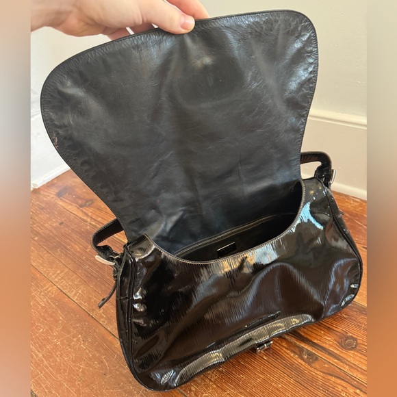 Authentic Prada Cleo Black Patent Leather Shoulder Bag Satchel Vintage Italy - Picture 11 of 16